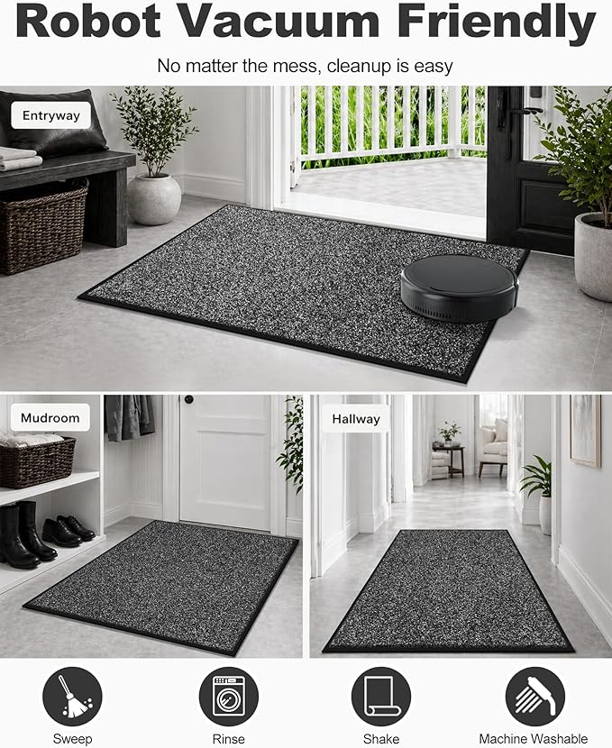 Mibao Front Door Mat Indoor Entrance, Dirt Trapper Welcome Mat - Image 5