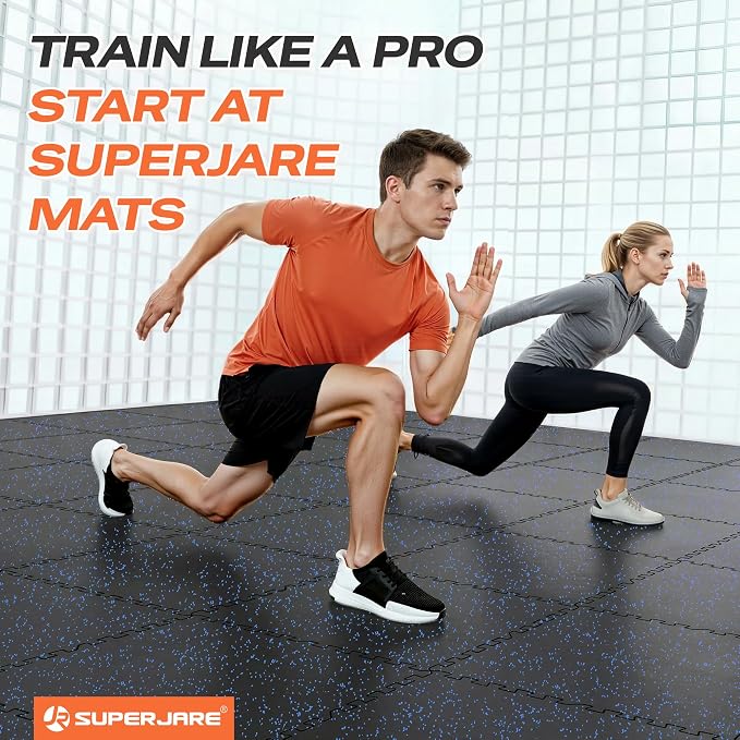 SUPERJARE 0.56'' Thick 6 Pcs 24 Sq Ft Rubber Top Exercise Equipment Mats - Image 3