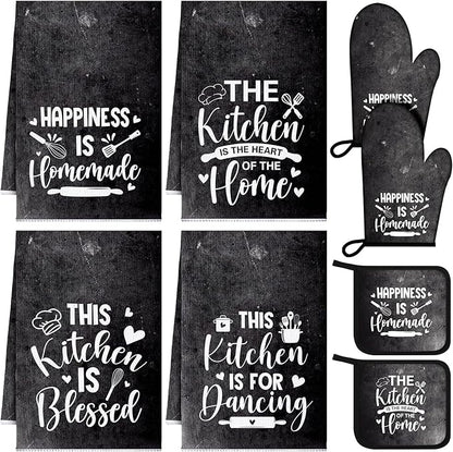 Leinuosen 8 Pcs Kitchen Towels and Oven Mitts Sets Pot Holders Dishcloths Set by Leinuosen