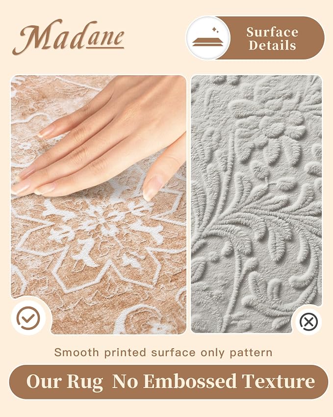 Madane Washable Area Rug 4x6, Low Pile Stain Resistant Vintage Area Rugs - Image 5