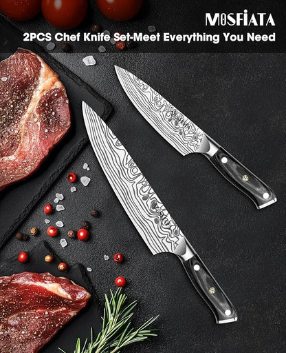 MOSFiATA 2Pcs Chef Knife Set, Sharp Kitchen Knife High Carbon German EN1.4116 - Image 5