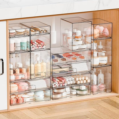 Yieach 6 Pack Small Stackable Storage Drawers, 4.4 Inch Tall Stacking Acrylic - Image 7