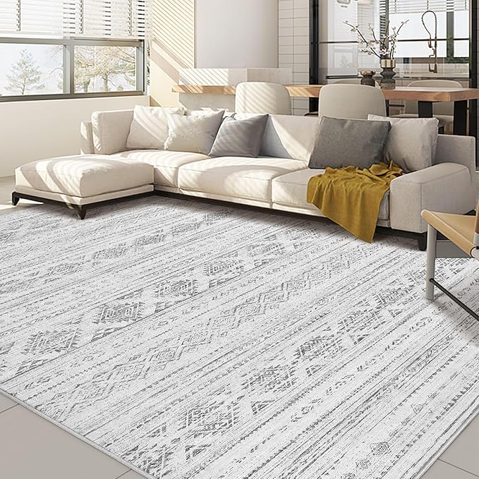 Nakagishi 7x9 Area Rug Living Room: Washable Boho Large Neutral Soft Farmhouse by NakagishiAreaRug