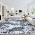 9x12 Area Rugs for Living Room Washable: Abstract Soft Thin Low Pile Black Rug by Oriannal