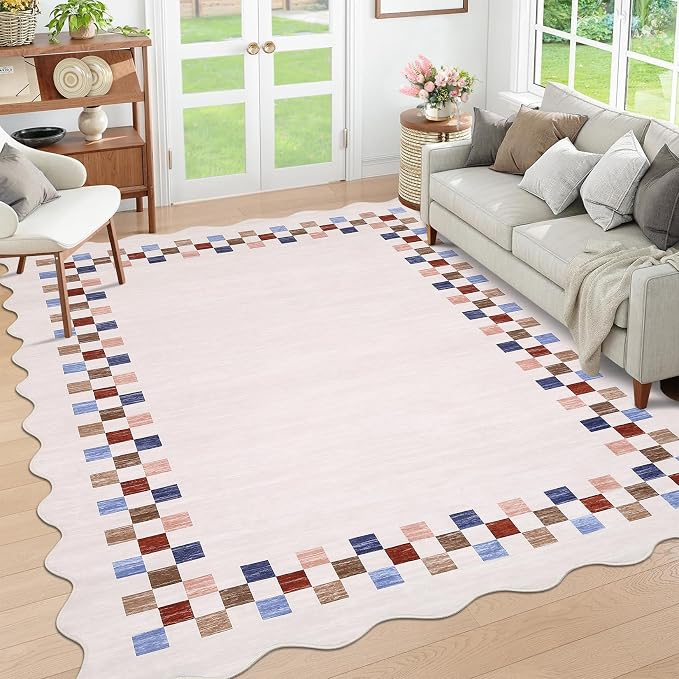 Small Bedroom Area Rug 3x5 Checkered Area Rug - Image 9