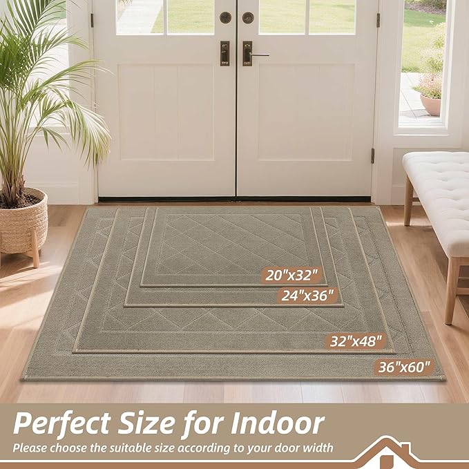BEQHAUSE Dirt Trapper Door Mat 20" x 32", Doormat Non-Slip Entryway Rugs - Image 2