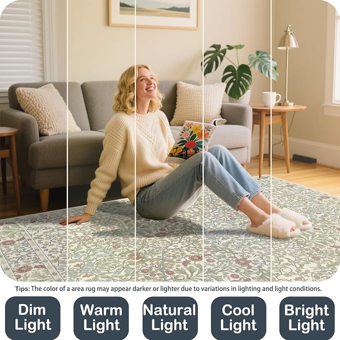 Washable 2x3 Entry Rug, Front Door Rugs Indoor, Vintage Floral Area Rugs - Image 2