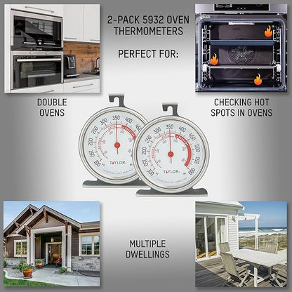 Taylor 5932 Large Dial Oven Thermometer 2 Pack, 3.25 Inch Stainless Steel - Image 2