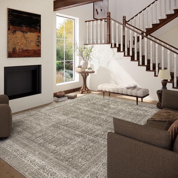 Washable Area Rugs for Living Room: 8x10 Bedroom Rug Boho Vintage Area Rug - Image 2
