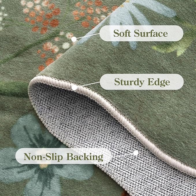 Lahome Floral Washable Runners for Hallways, 2x5 Kitchen Runner Ultra-Thin - Image 7