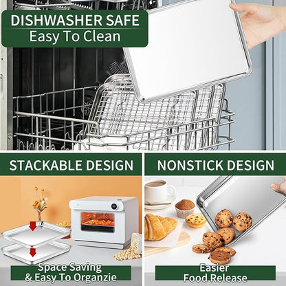 CEKEE Baking Sheet and Cooling Rack Set, Non Toxic & Heavy Duty & Easy Clean - Image 5