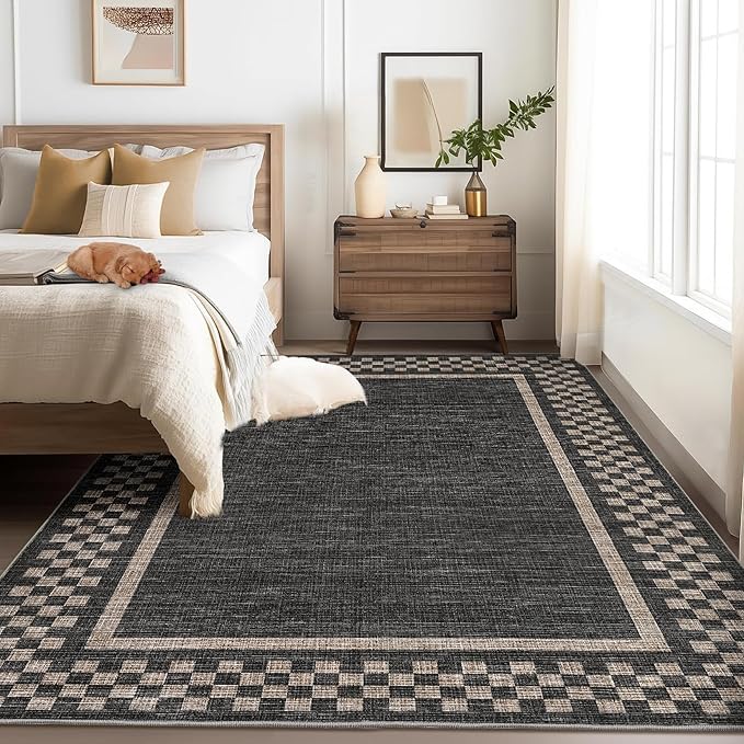 Small Bedroom Area Rug 3x5 Checkered Area Rug by GarveeHome
