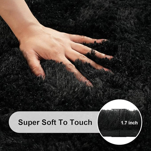 8x10 Area Rugs for Living Room, Large Fluffy Black Rugs for Bedroom, Fuzzy Shag - Image 2