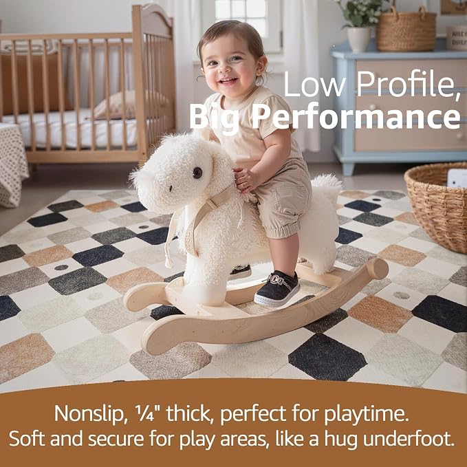 jinchan Macy 5ft Round Rug for Kids Room Black and White Modern Colorful - Image 4