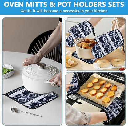 Vintage Rustic Bear Oven Mitts and Pot Holders Sets Heat Resistant 4Pcs - Image 6
