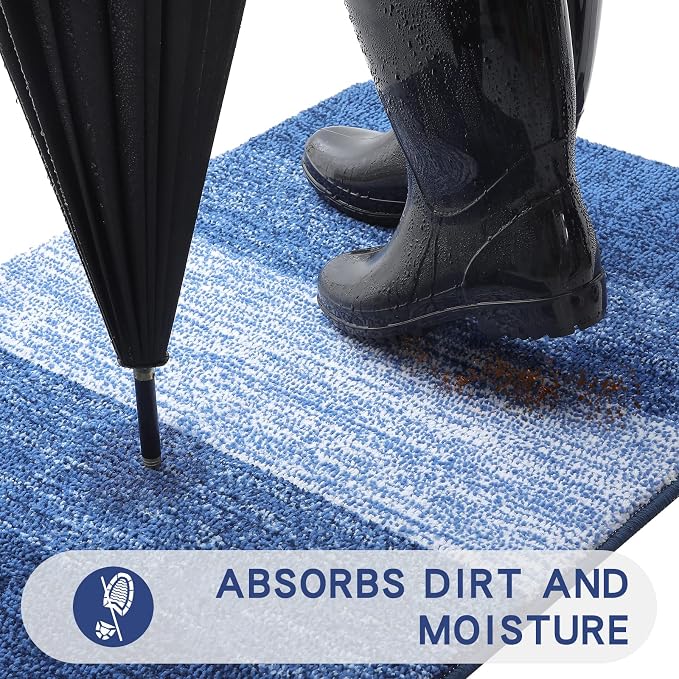 Kitinjoy Indoor Outdoor Door Mat, 45x27 Non-Slip Absorbent Dirt Trapper - Image 2