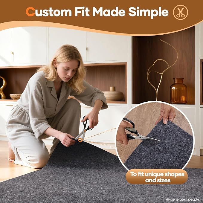 Veken Non Slip Cushioned Runner Rug Pad Gripper 2 x 10 Ft, Felt and Silicone - Image 7