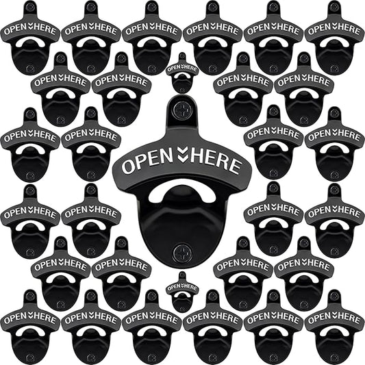 30 PCS Stainless Bottle Opener Wall Mount Black Bulk Beer Soda Cap Opener by Wallmountedbottleopener