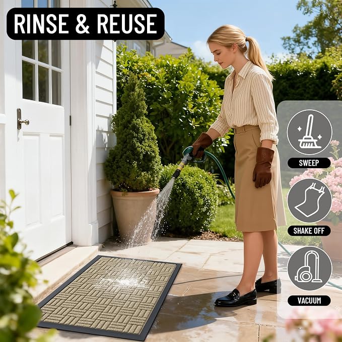 OLANLY Front Door Mat Outside Entrance 47x32, Heavy Duty Sturdy Natural Rubber - Image 8