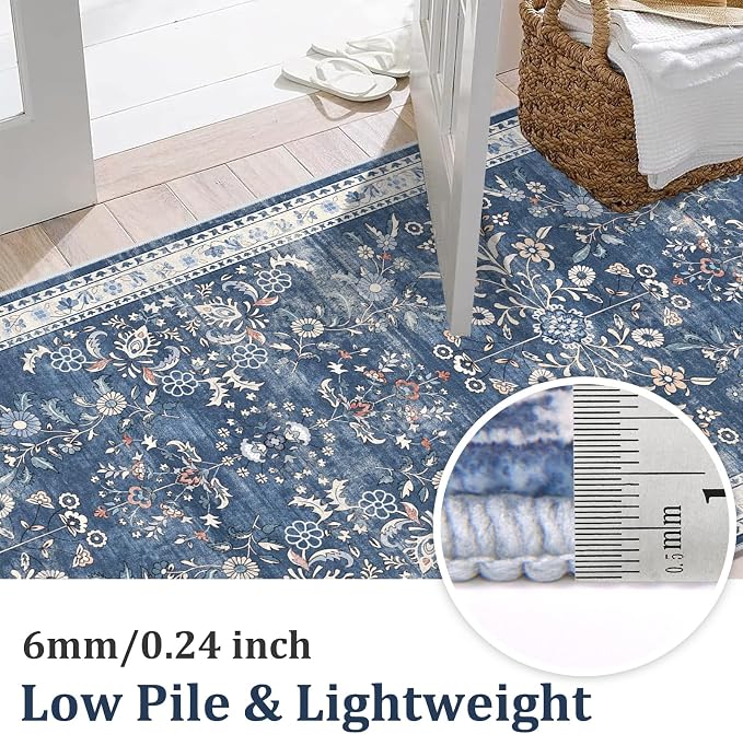 Yamaziot Washable Runner Rug 2x3 – Floral Non Slip Small Entryway Rug - Image 4