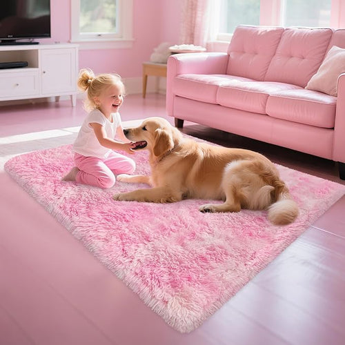 3x5 Fluffy Pink Rugs for Bedroom Girls, Soft Pink Fuzzy Rug for Girls Kids Baby - Image 2