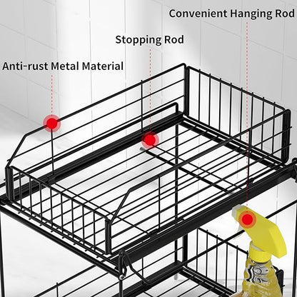 SUEH DESIGN Under Sink Organizers and Storage, 2 Tier Metal Under Sink Storage - Image 5