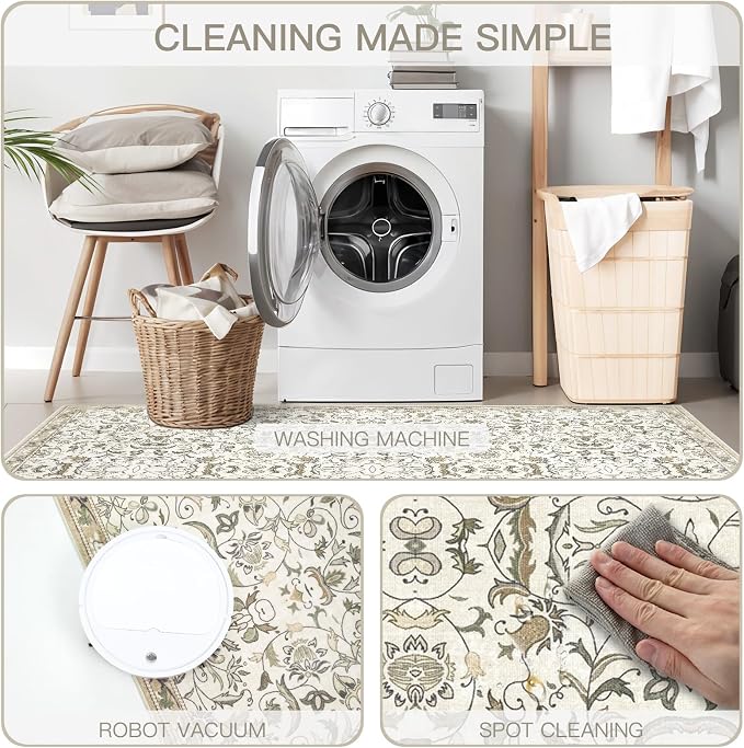 4×6 Washable Large Area Rugs for Living Room, Floral Soft Rug Non Slip Stain - Image 8
