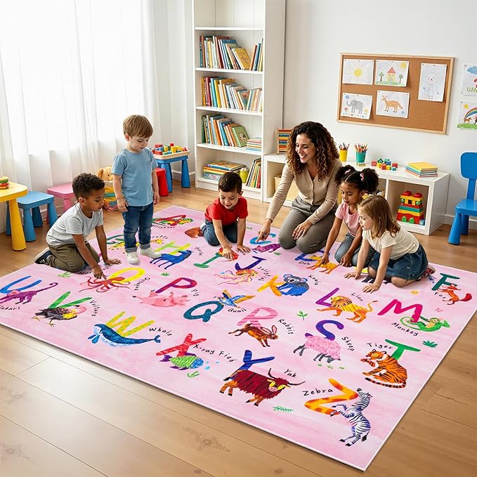 4x6 ABC Classroom Rug for Kids Playroom, Alphabet Rug - Image 3