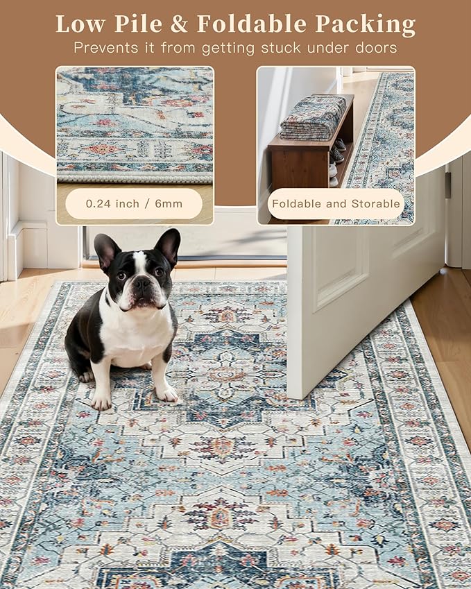 Madane Hallway Rug 3x10, Kitchen Rugs Washable Entryway Rug Vintage Kitchen - Image 6