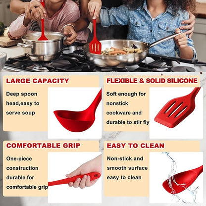 E-far 10 Pieces Silicone Cooking Utensils Set, Heat Resistant Kitchen Utensil - Image 4