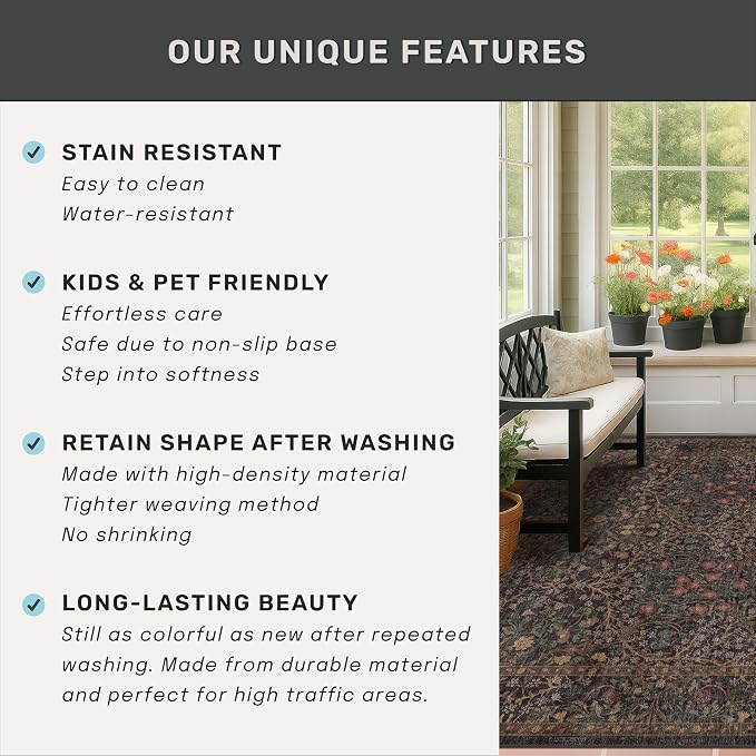 Boho Brown Washable 2x3 Entryway Rug - Image 6