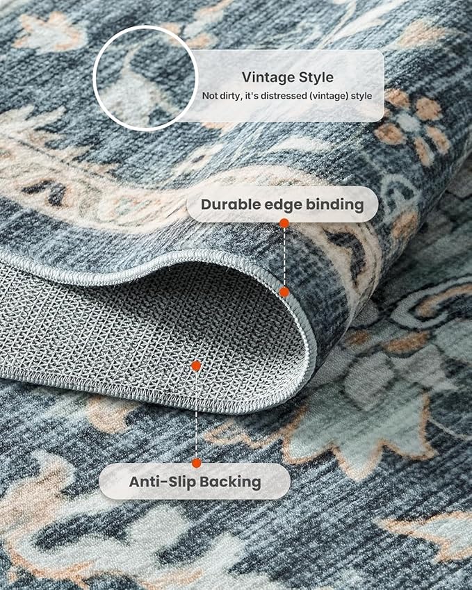 AMADA HOMEFURNISHING Washable Area Rugs, Low-Profile Washable Rug - Image 6