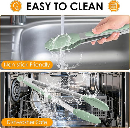 HOTEC Premium 7 & 9 Inch Kitchen Tongs, Stainless Steel Locking Cooking Tongs - Image 7