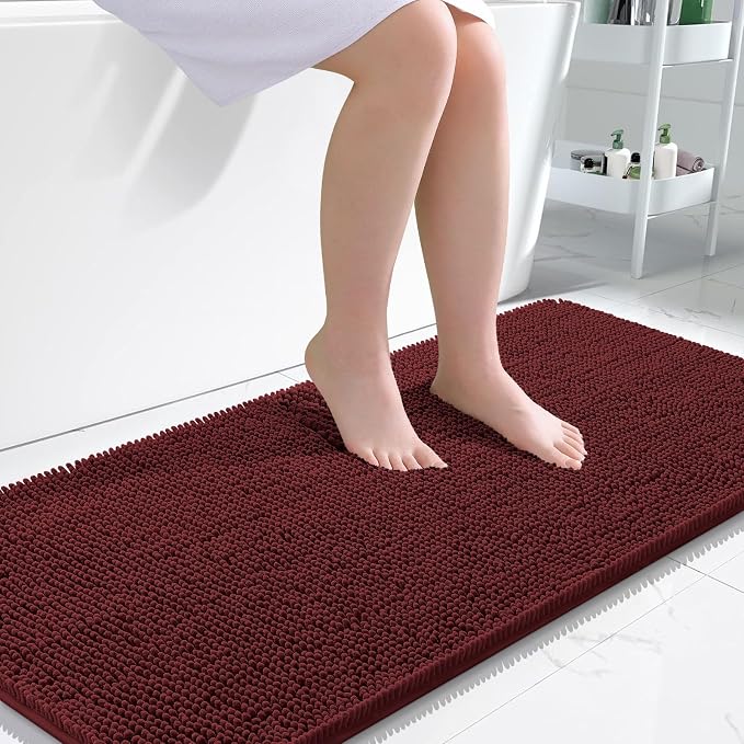 OLANLY Large Bathroom Rugs 45x27, Soft Absorbent Chenille Bath Rugs, Rubber by OLANLY