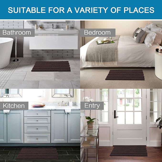 H.VERSAILTEX Bath Rugs for Bathroom Non Slip Bath Mats Extra Thick Chenille - Image 6