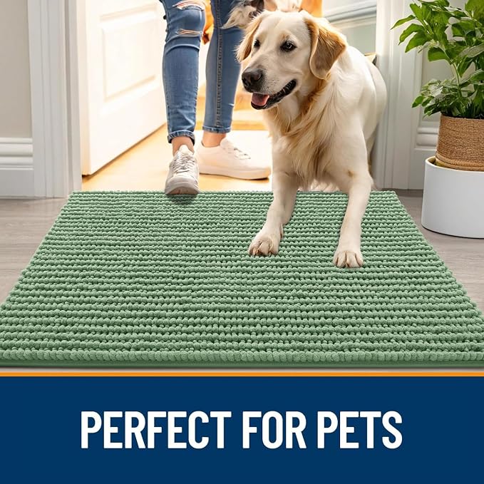 OLANLY Dog Door Mat for Muddy Paws 36x24, Ultra Absorbent Chenille Mud Doormat - Image 6
