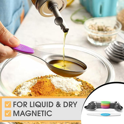 Spring Chef Stainless Steel Magnetic Measuring Spoons Set of 8 - Image 4