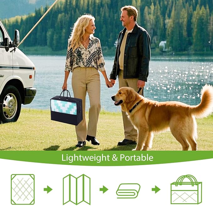 Smiry Waterproof Outdoor Rug 5x8 ft, Reversible Plastic Straw Patio Camping Rugs - Image 5