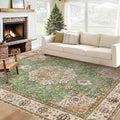 Area Rug 6x9 Washable Rug, Vintage Boho Medallion Rugs Non-Slip Soft Low Pile by VECARF