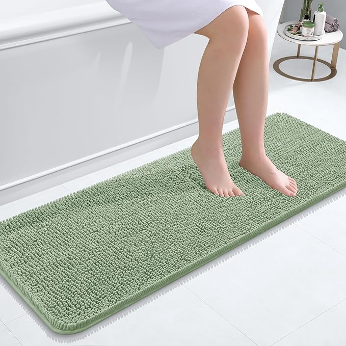 OLANLY Bathroom Runner Rugs 47x17, Soft Absorbent Chenille Bath Rugs, Rubber by OLANLY