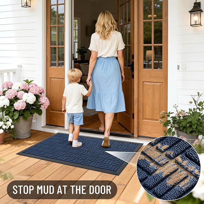 OLANLY Front Door Mat Outside Entrance 47x23, Heavy Duty Sturdy Natural Rubber - Image 7