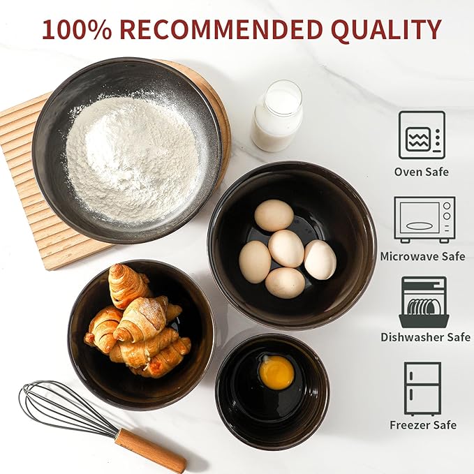 HASENSE Mixing Bowls, 2.1/1.5/1.0/0.5 Qt, Nesting Bowls - Image 4