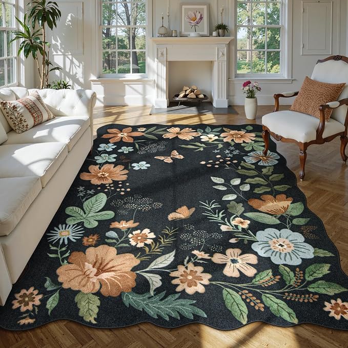 Lahome Floral Washable 6x9 Area Rugs, Soft Bedroom Rug by Lahome