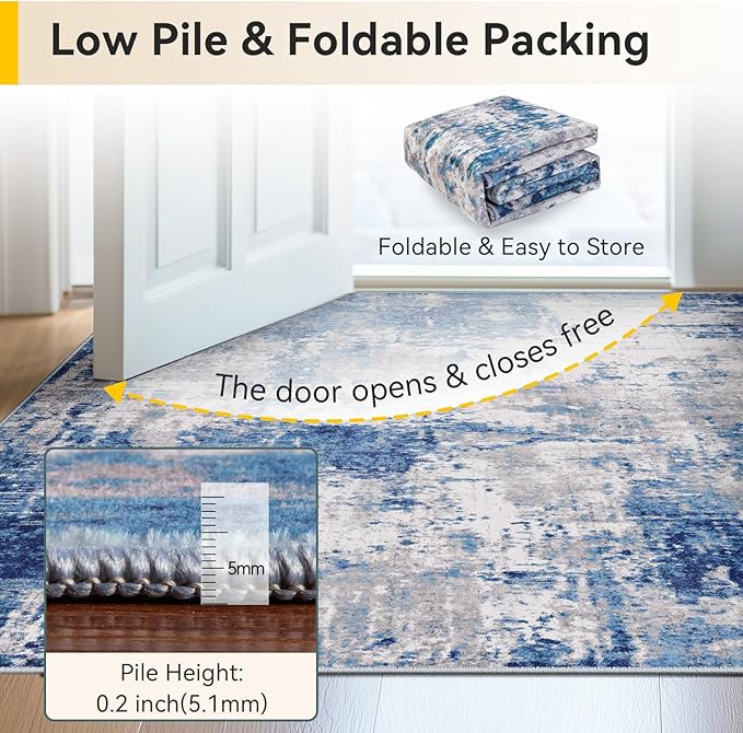 RELEANY Washable Area Rugs Square 10ft Non-Slip Modern Abstract Soft - Image 4