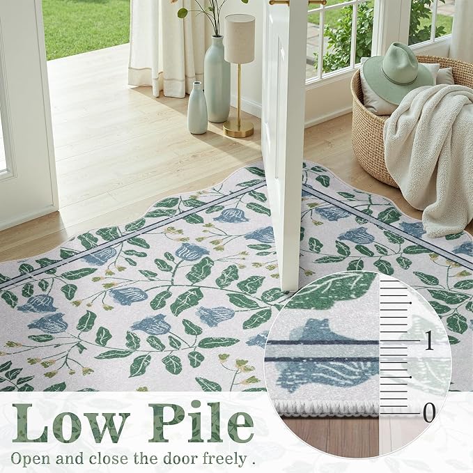 DCX Washable Botanical Floral Rug 4x6, Non Slip Low Pile Carpet - Image 4