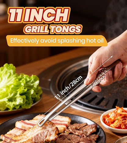 Ugotit 6 Pack Cooking Tongs 11 Inch, Korean BBQ Tongs Stainless Steel Kitchen - Image 2