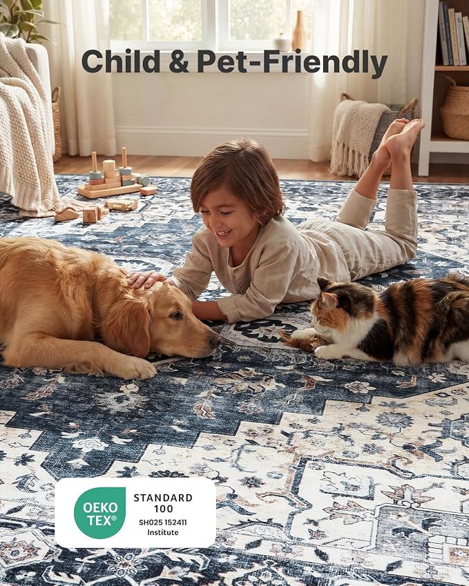 AMADA HOMEFURNISHING 2'6"x8' Washable Area Rug, Low-Profile Entryway Rug - Image 3