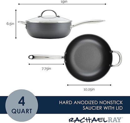 Rachael Ray Professional Hard Anodized Nonstick Sauce Pan/Saucepan/Saucier - Image 2
