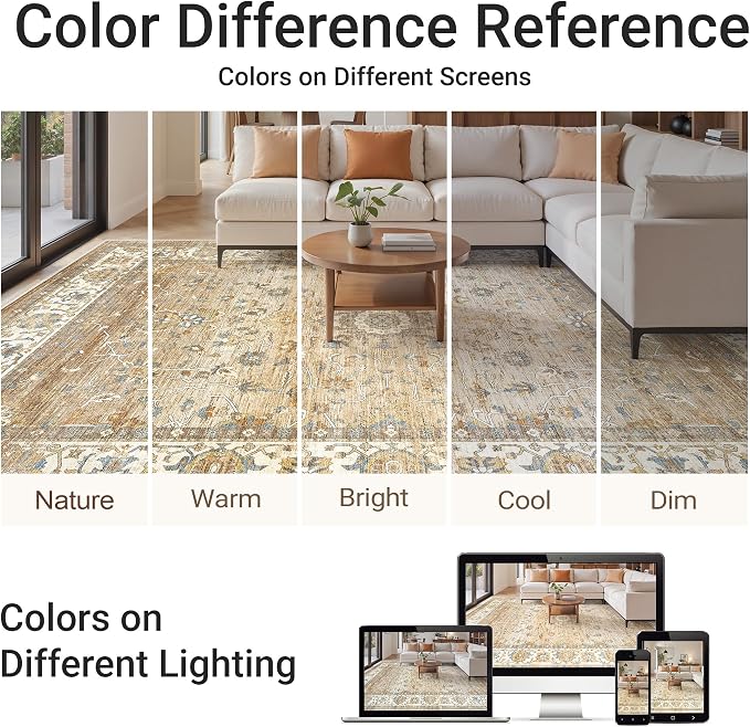 befbee 5x7 Area Rugs for Living Room, Stain Resistant Washable Rug, Non-Slip - Image 6