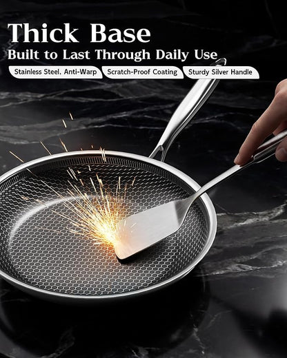 Nonstick Frying Pan with Lid 12-Inch, Durable Stainless Steel Skillet, - Image 6